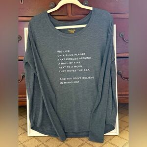 Om & Ah London Long sleeve boat neck soft t shirt w text M NWOT
